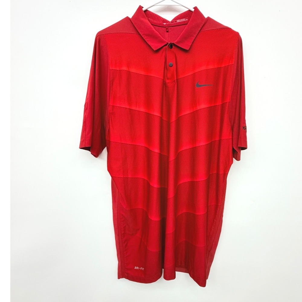 Nike Tiger Woods Collection Dri-Fit Golf Polo Maketewah Shirt Mens Large Red